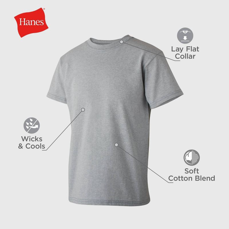 slide 5 of 6, Hanes Boys' 4pk Crew Neck T-Undershirt - Black/Gray/Navy Blue L, 4 ct