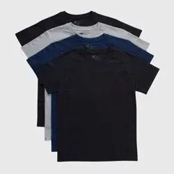 Hanes Boys' 4pk Crew Neck T-Undershirt - Black/Gray/Navy Blue L