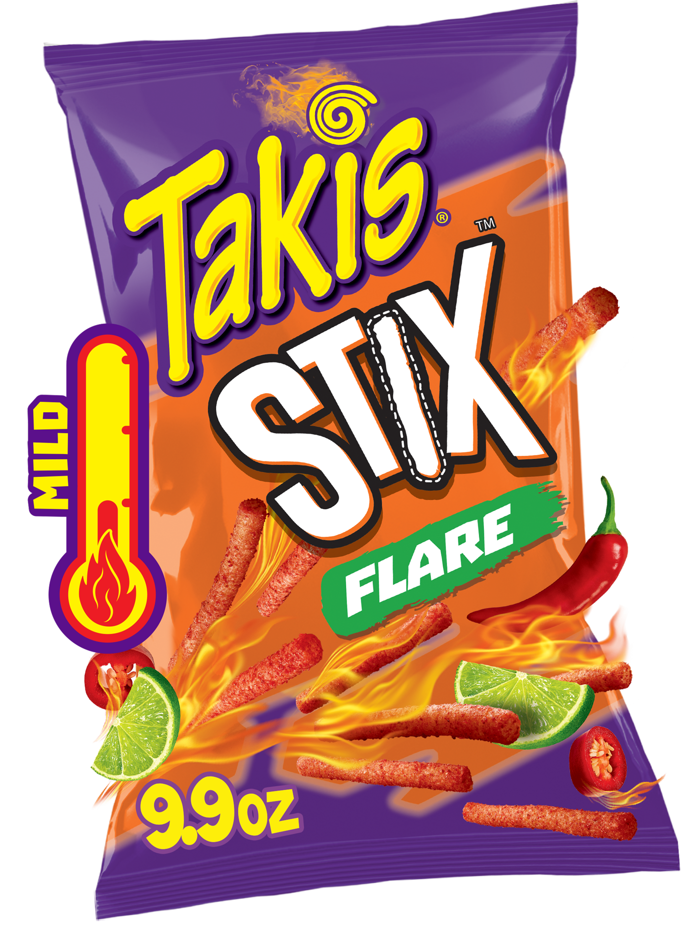 slide 1 of 7, Takis Flare Stix 9.9 oz Sharing Size Bag, Chili Pepper & Lime Flavored Medium Spicy Corn Snack Sticks, 9.9 oz