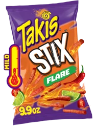 Takis Flare Stix 9.9 oz Sharing Size Bag, Chili Pepper & Lime Flavored Medium Spicy Corn Snack Sticks