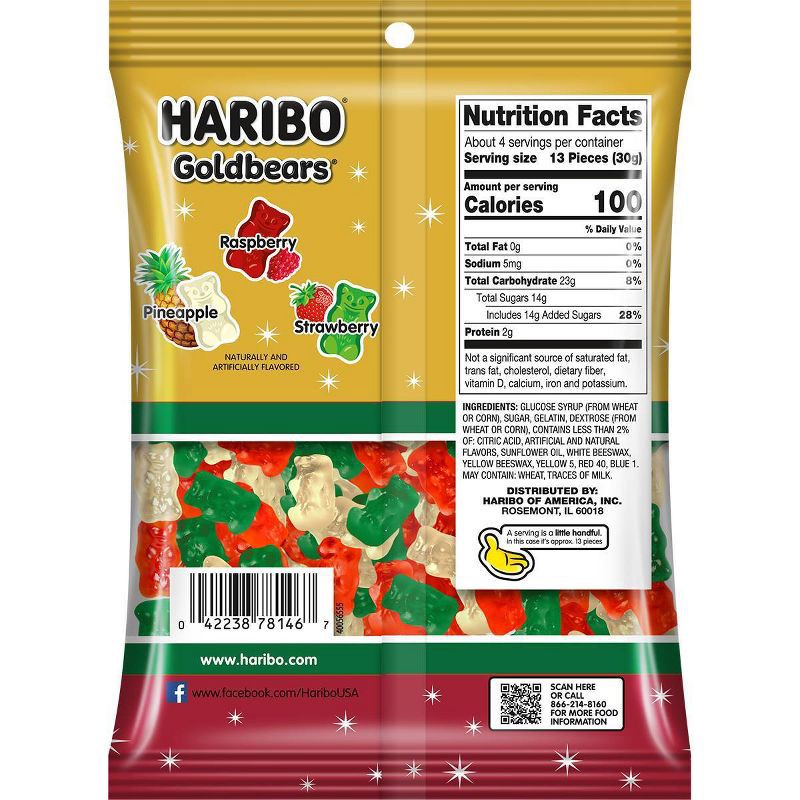 slide 2 of 4, HARIBO Goldbears Christmas Mini Gummy Bears Candy - 4oz, 4 oz