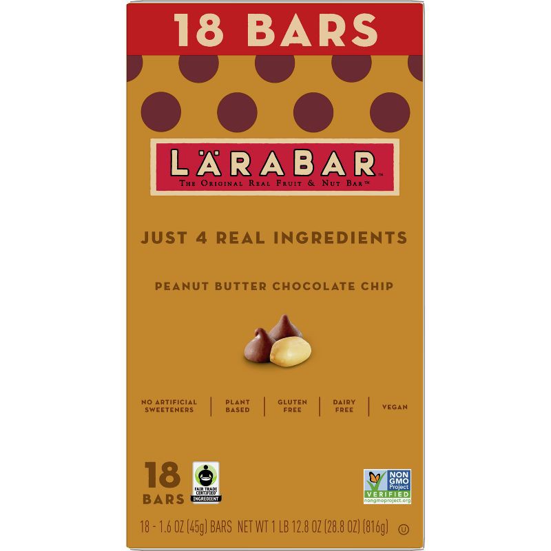 slide 4 of 14, Larabar Peanut Butter Chocolate Chip – 28.8oz/18ct, 18 ct