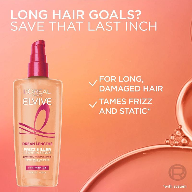 slide 4 of 7, L'Oreal Paris Elvive Dream Lengths Frizz Killer Serum - 3.4 fl oz, 3.4 fl oz
