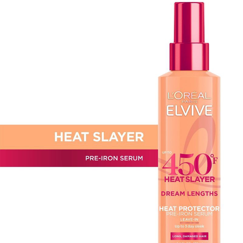 slide 2 of 7, L'Oreal Paris Elvive Dream Lengths Heat Slayer Pre-Iron Leave-In Spray - 4.4oz, 4.4 oz