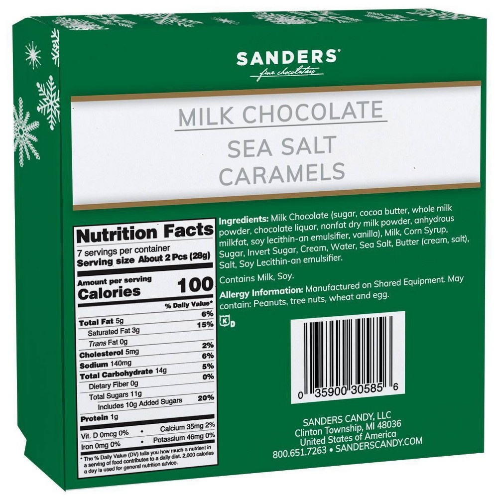 slide 5 of 5, Sanders Holiday Milk Chocolate Sea Salt Caramels Gift Box, 7 oz