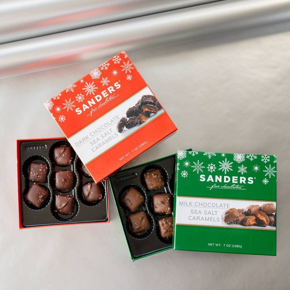 slide 3 of 5, Sanders Holiday Milk Chocolate Sea Salt Caramels Gift Box, 7 oz