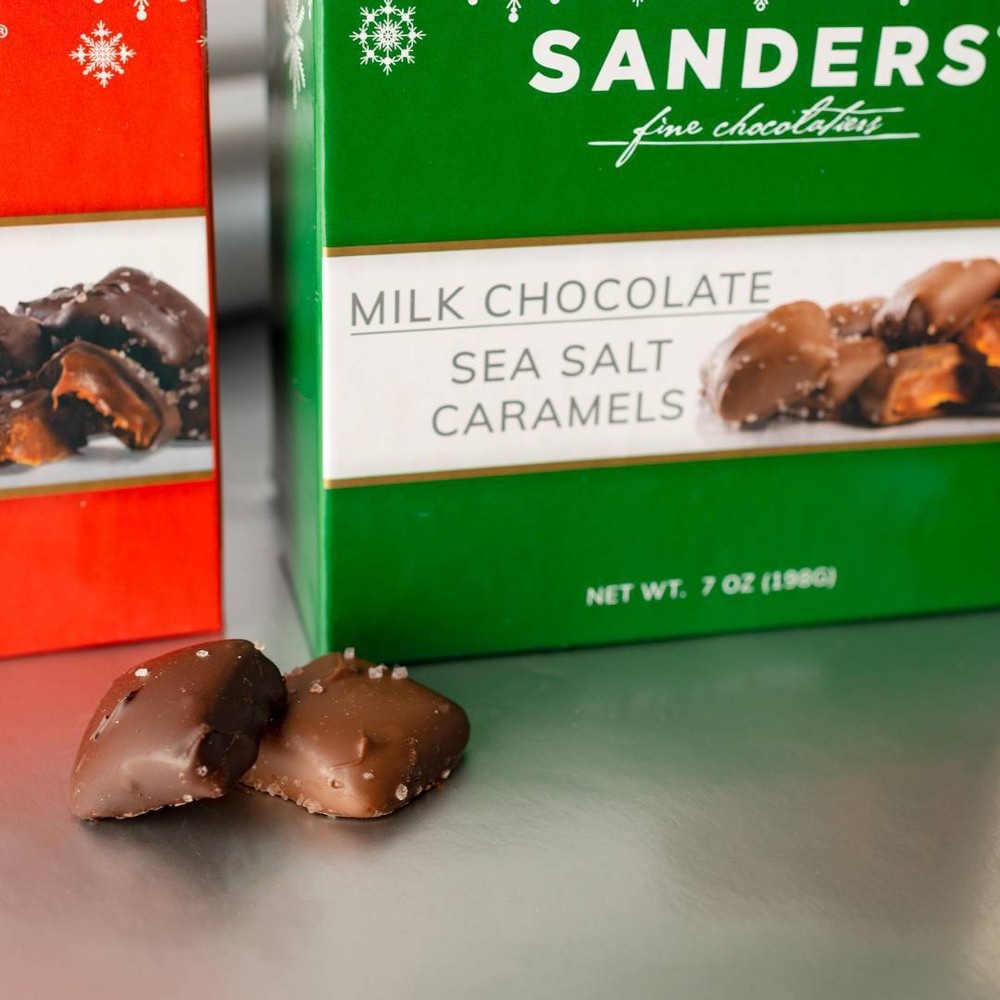 slide 4 of 5, Sanders Holiday Milk Chocolate Sea Salt Caramels Gift Box, 7 oz