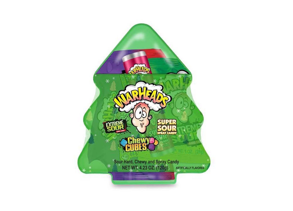 slide 3 of 3, Warheads Holiday Sour Scrambler Chewy Candy Tree - 4.23oz, 4.23 oz