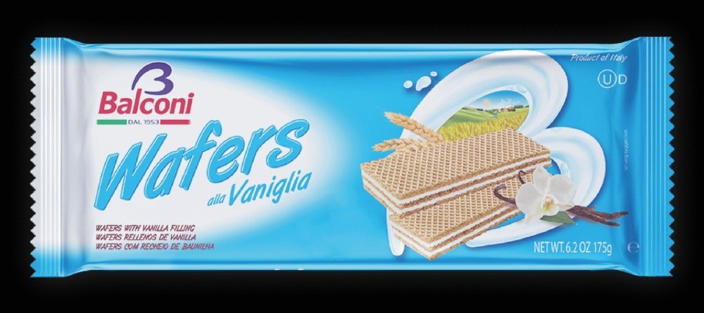 slide 1 of 1, Balconi Vanilla Wafers, 175 gram