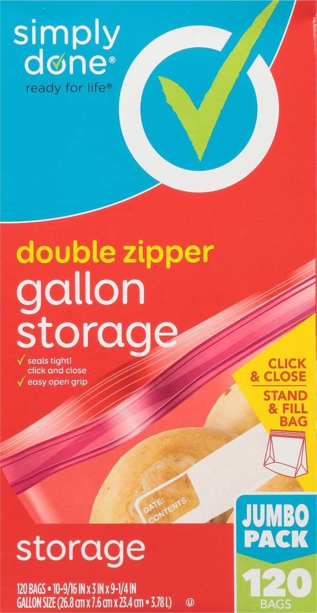 slide 14 of 18, Simply Done Double Zipper Storage Bags Gallon Size Jumbo Pack 120 ea, 120 ct