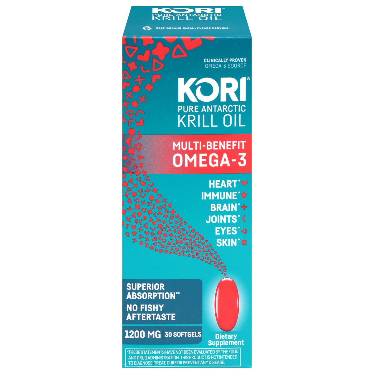 slide 1 of 9, Kori Multi-Benefit Omega-3 Pure Antarctic Krill Oil 1200 mg - 30 Softgels, 30 ct