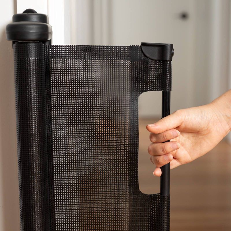 slide 5 of 8, Perma Child Safety Outdoor Retractable Baby Gate 33" Tall, Extends to 71" Wide, Black, 1 ct