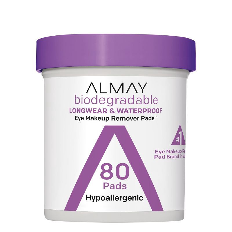 slide 1 of 7, Almay Biodegradable Longwear & Waterproof Eye Makeup Remover Pads - 80ct, 80 ct