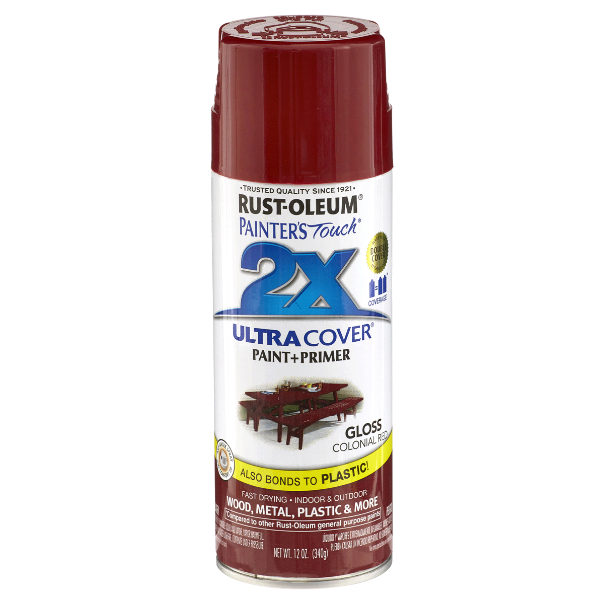 slide 1 of 1, Rust-Oleum Painters Touch 2X Ultra Cover Spray Paint - 249116, Gloss Colonial Red, 12 oz