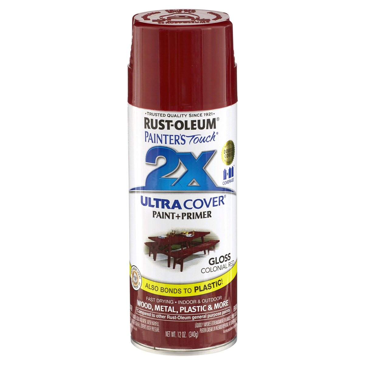 slide 1 of 9, Rust-Oleum Painters Touch 2X Ultra Cover Spray Paint - 249116, Gloss Colonial Red, 12 oz