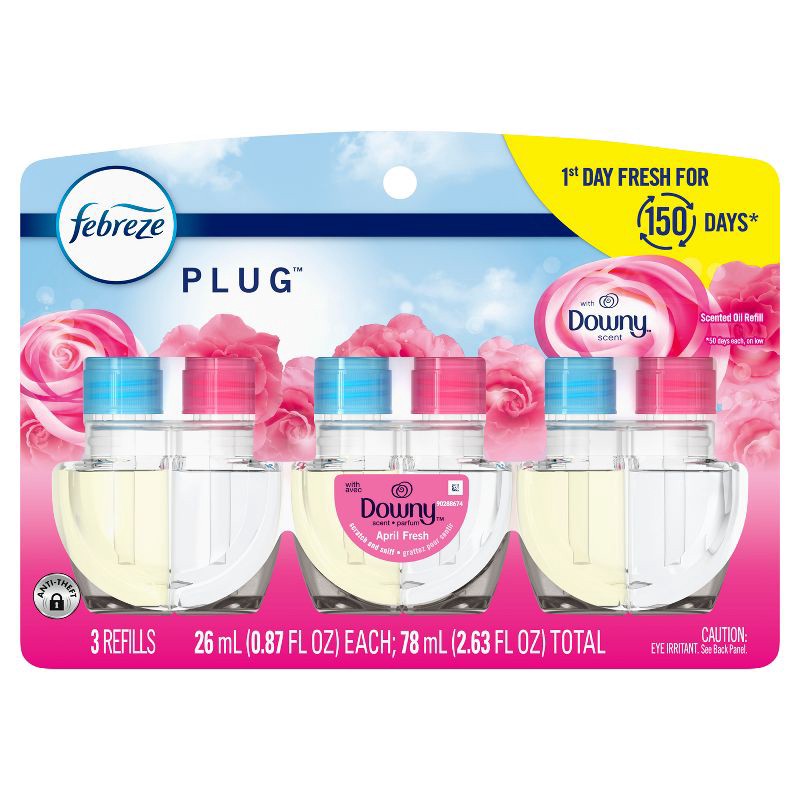 slide 2 of 15, Febreze Odor-Fighting Fade Defy Plug Air Freshener Refill - April Fresh - 0.87 fl oz/3pk, 0.87 fl oz, 3 ct