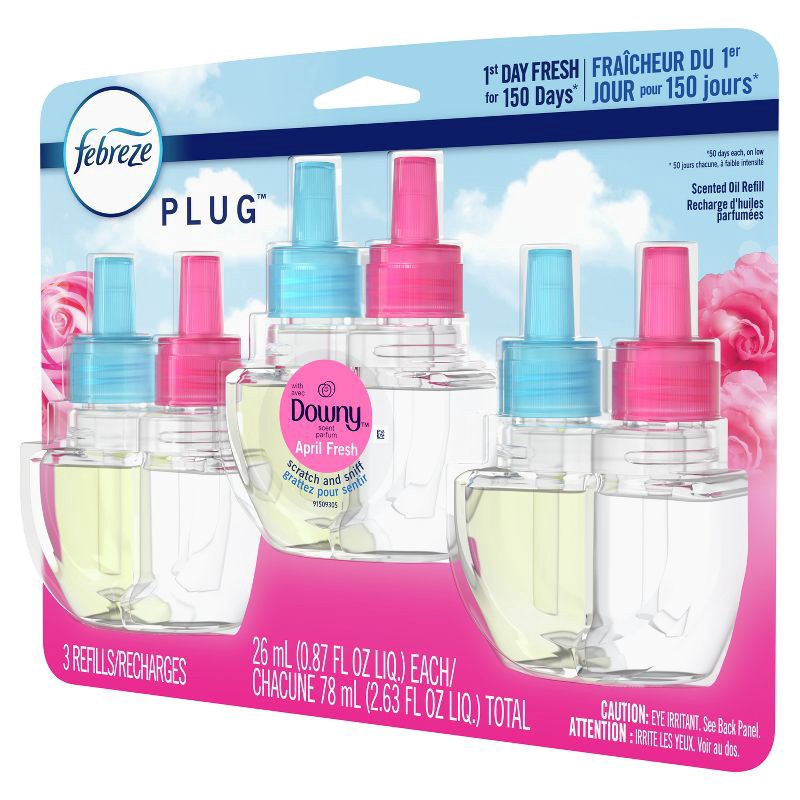 slide 13 of 14, Febreze Odor-Fighting Fade Defy Plug Air Freshener Refill - April Fresh - 0.87 fl oz/3pk, 0.87 fl oz, 3 ct