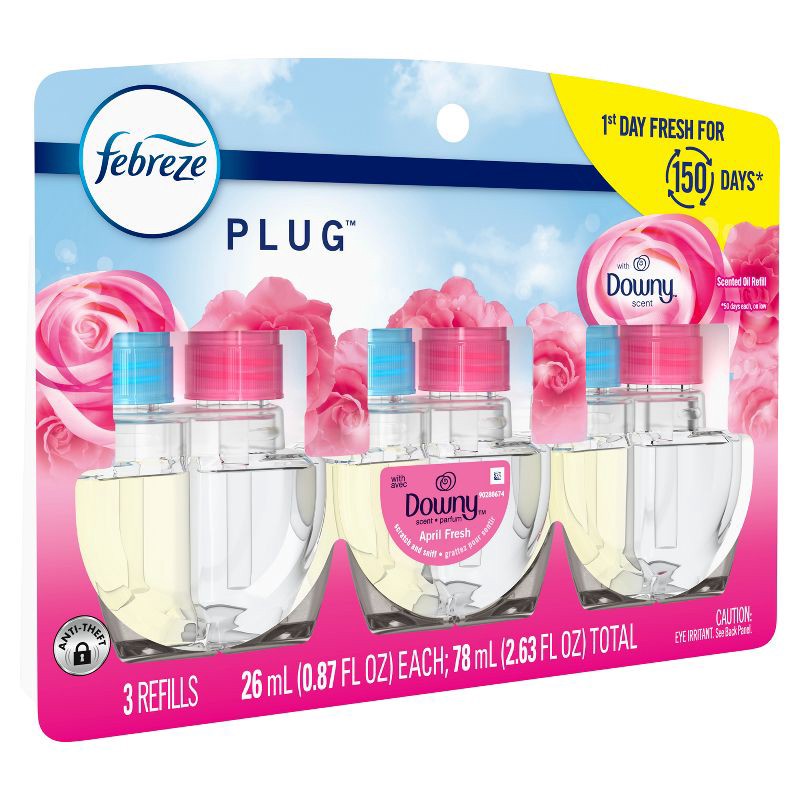 slide 13 of 15, Febreze Odor-Fighting Fade Defy Plug Air Freshener Refill - April Fresh - 0.87 fl oz/3pk, 0.87 fl oz, 3 ct