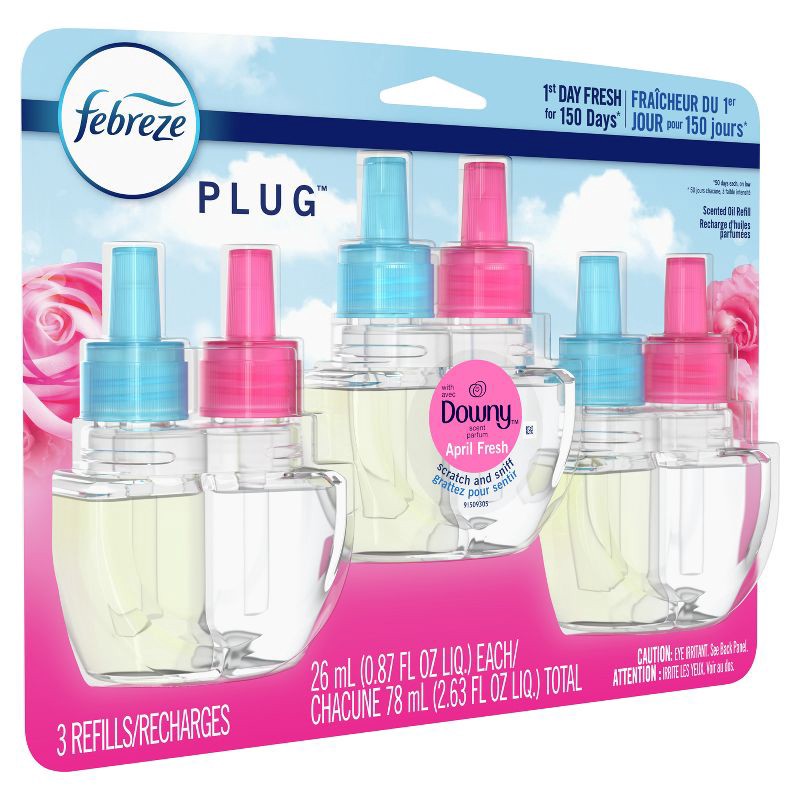 slide 14 of 14, Febreze Odor-Fighting Fade Defy Plug Air Freshener Refill - April Fresh - 0.87 fl oz/3pk, 0.87 fl oz, 3 ct