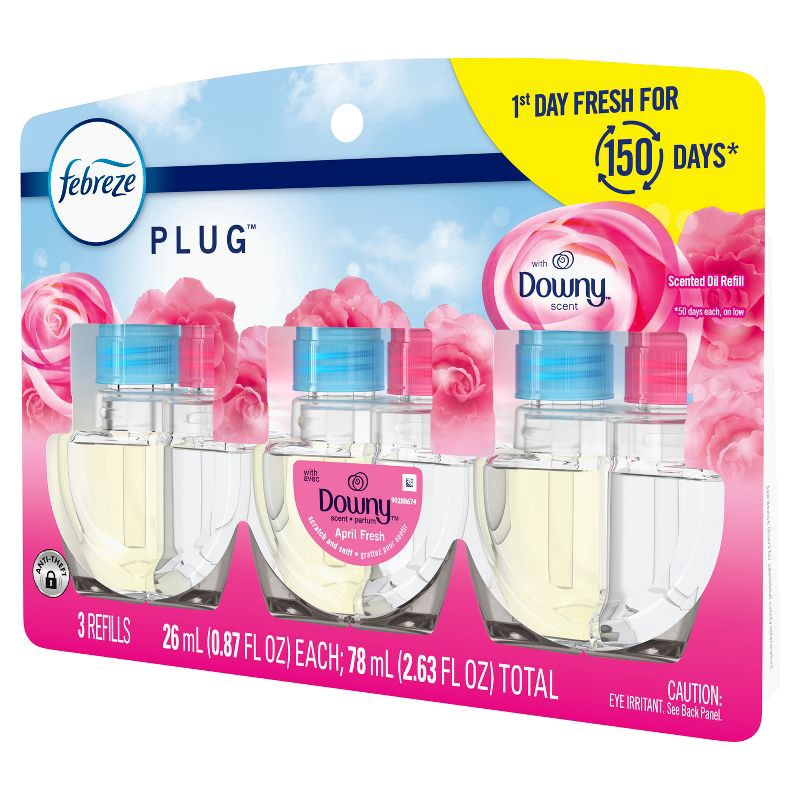 slide 14 of 15, Febreze Odor-Fighting Fade Defy Plug Air Freshener Refill - April Fresh - 0.87 fl oz/3pk, 0.87 fl oz, 3 ct
