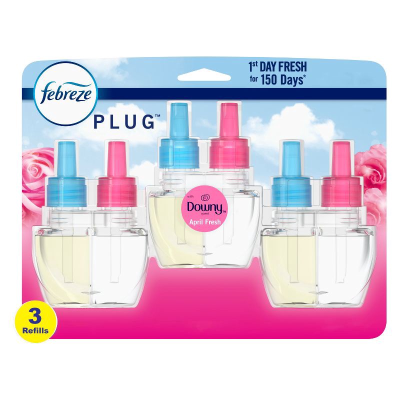 slide 1 of 14, Febreze Odor-Fighting Fade Defy Plug Air Freshener Refill - Downy April Fresh - 0.87 fl oz/3pk, 0.87 fl oz, 3 ct