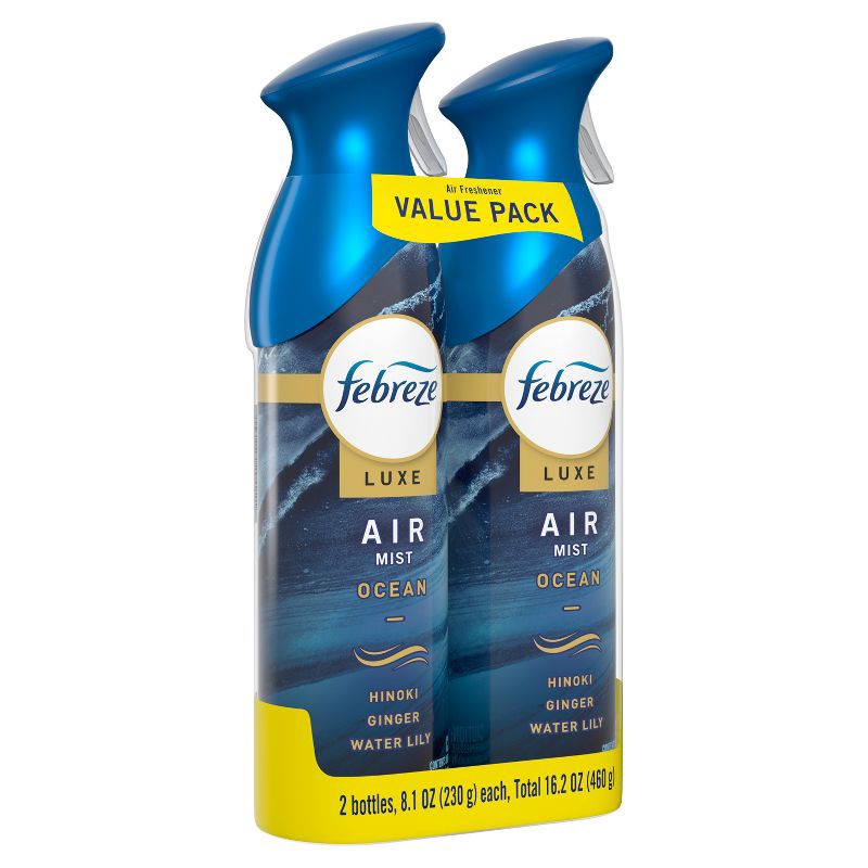 slide 2 of 12, Febreze Luxe Air Mist Odor-Fighting Air Freshener - Ocean - 16.2 fl oz/2pk, 17.6 fl oz, 2 ct