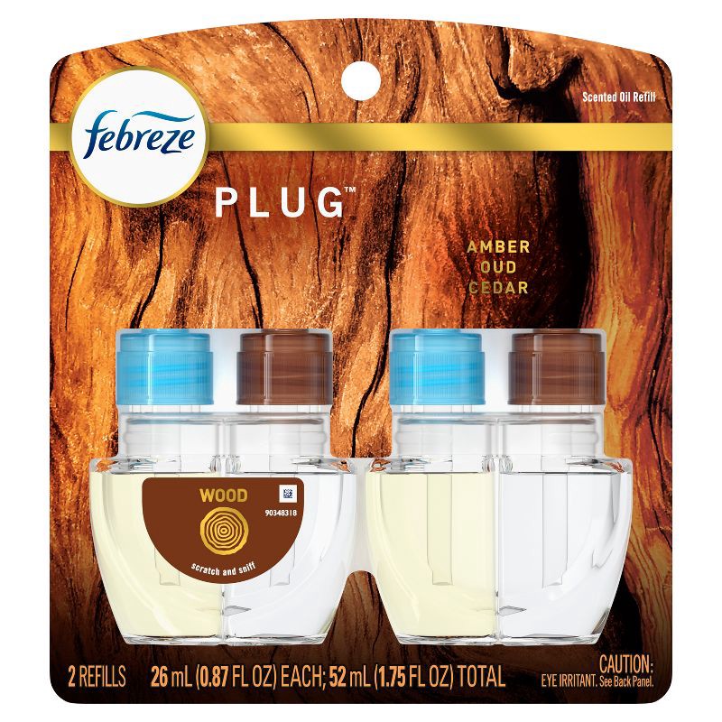 slide 3 of 6, Febreze Origins Fade Defy Plug Air Freshener & Odor Fighter Refill - Wood - 1.75 fl oz/2pk, 1.75 fl oz, 2 ct