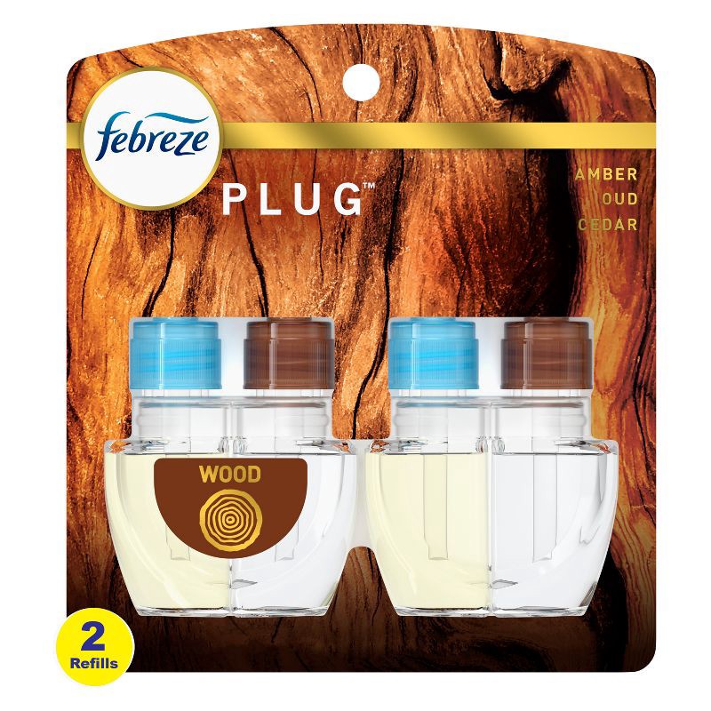 slide 1 of 6, Febreze Origins Fade Defy Plug Air Freshener & Odor Fighter Refill - Wood - 1.75 fl oz/2pk, 1.75 fl oz, 2 ct