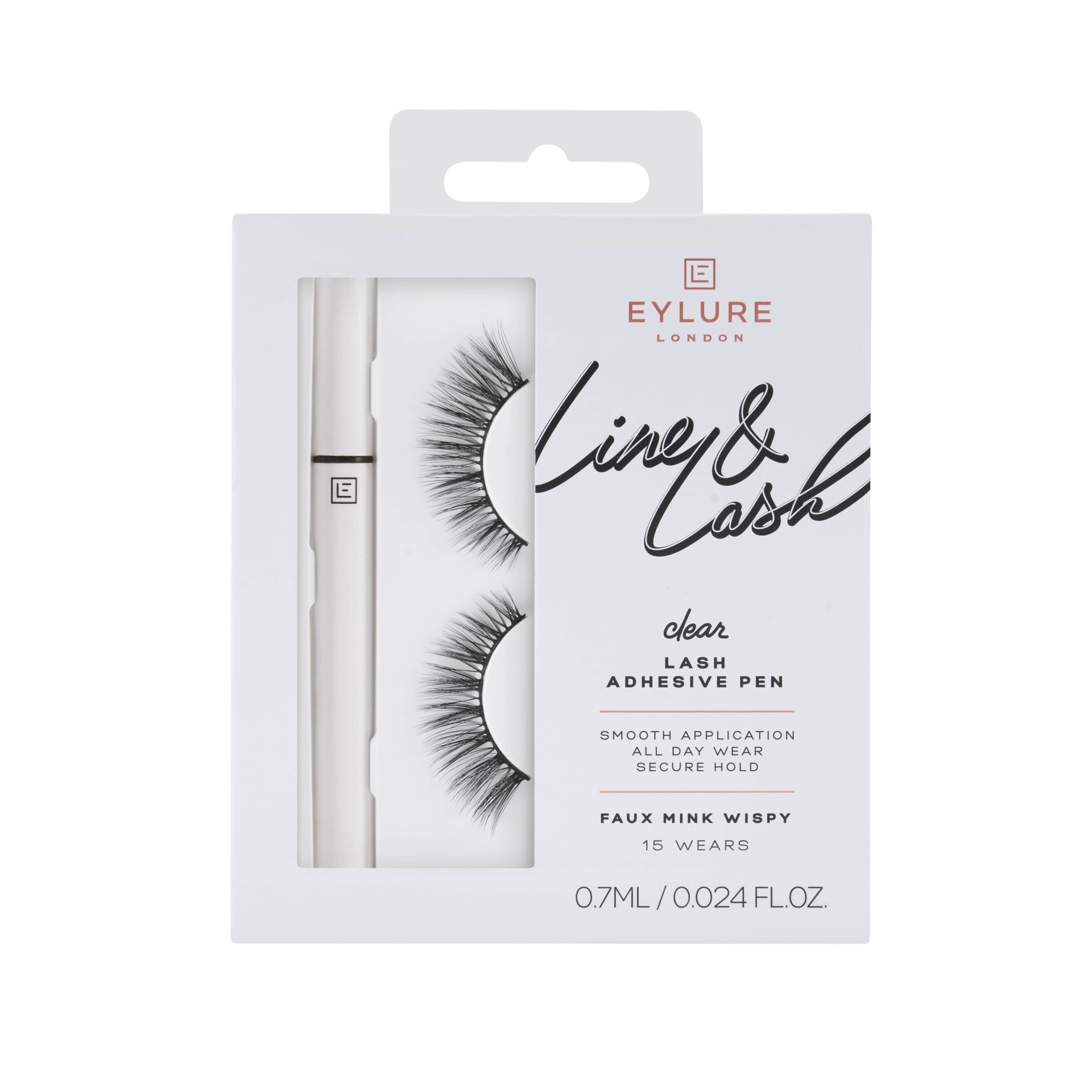 slide 1 of 4, Eylure Line & Lash Faux Mink Wispy False Eyelashes with Adhesive Pen - Clear - 1pr, 1 ct