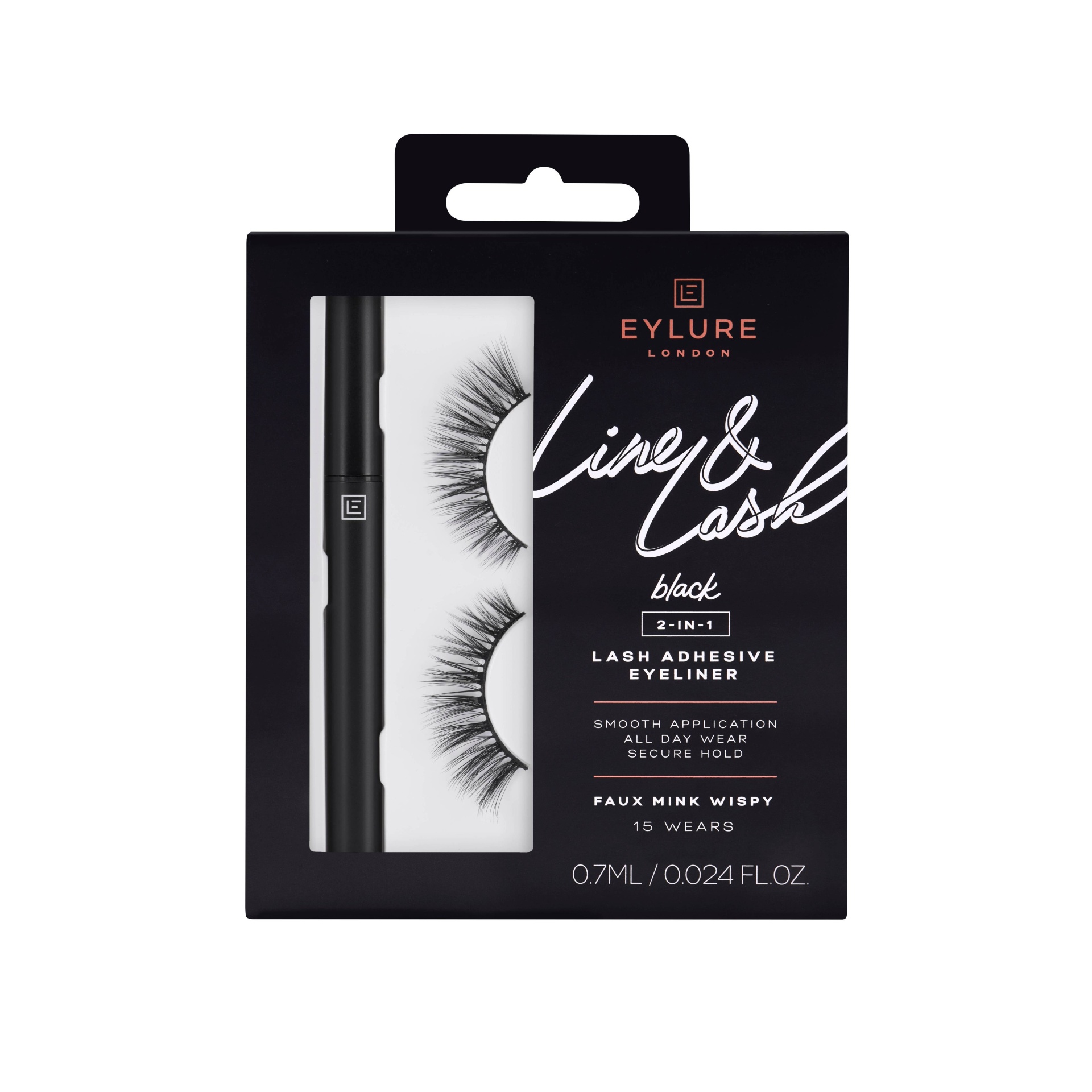 slide 1 of 4, Eylure Line & Lash Faux Mink Wipsy False Eyelashes with Adhesive Pen - Black - 1pr, 1 ct