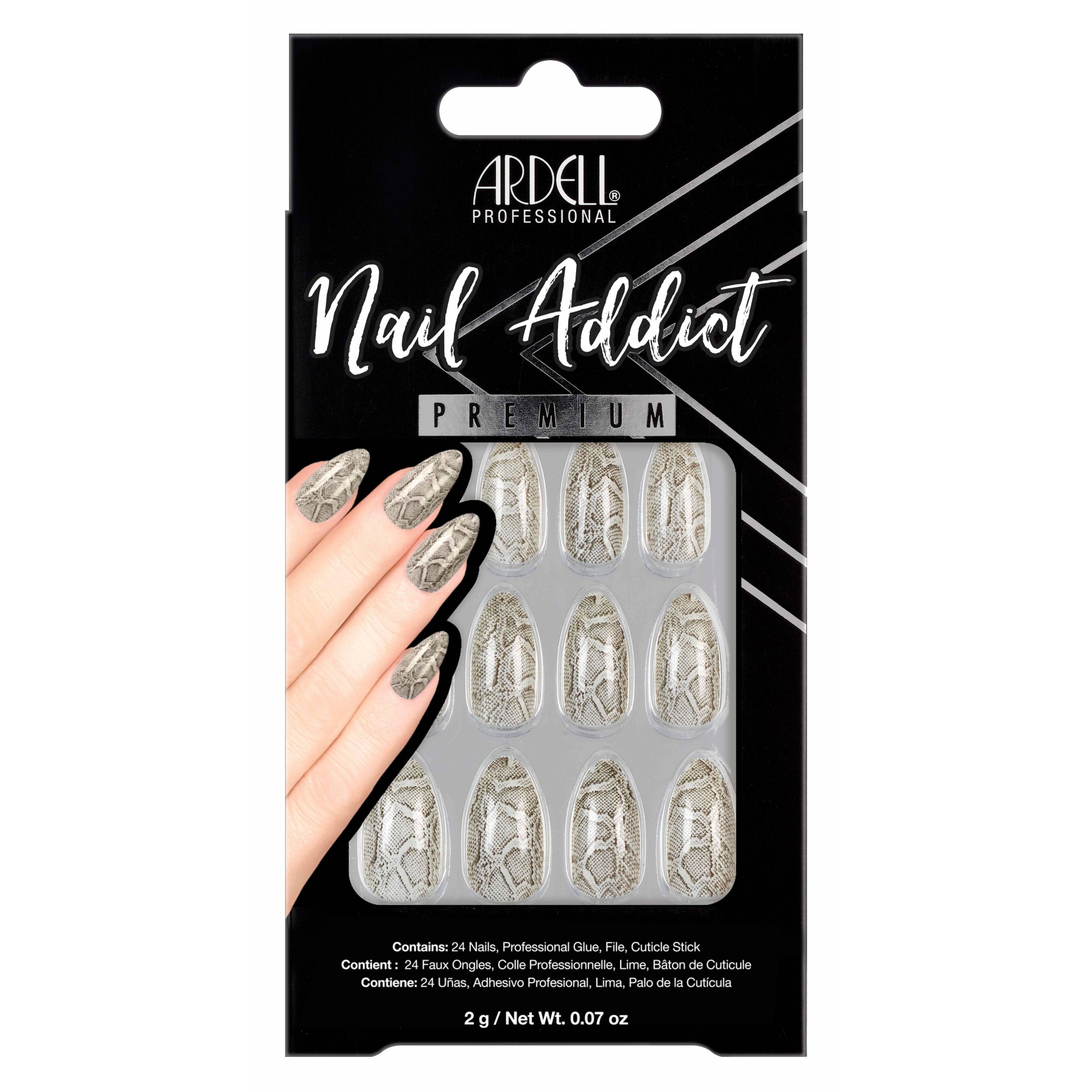 slide 1 of 5, Ardell Nail Addict False Nails - Gray Python, 24 ct