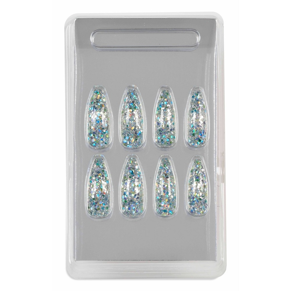 slide 3 of 5, Ardell Nail Addict False Nails - Blue Jeweled Glitter, 24 ct