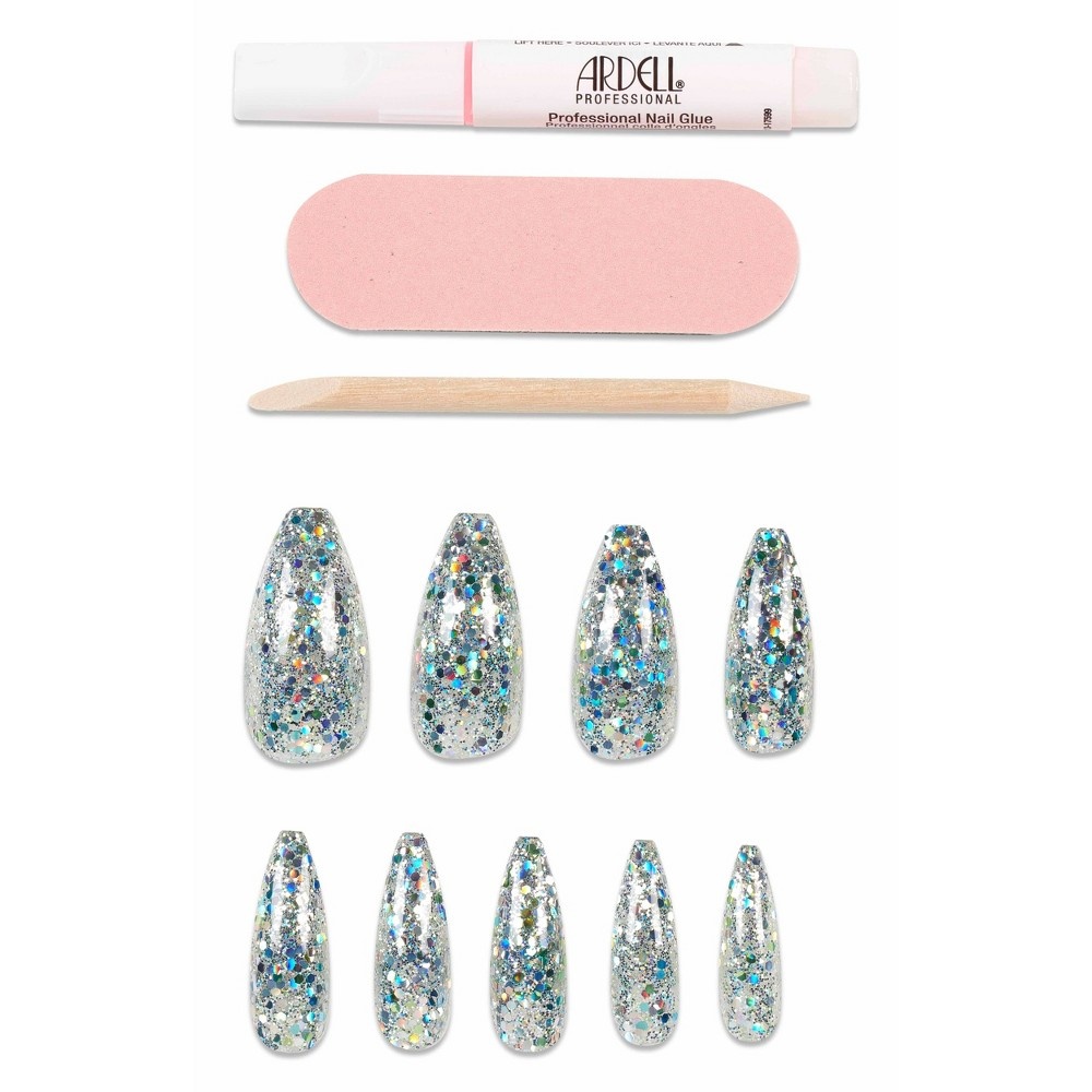 slide 4 of 5, Ardell Nail Addict False Nails - Blue Jeweled Glitter, 24 ct