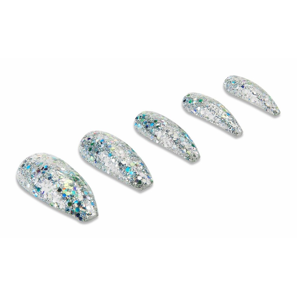 slide 5 of 5, Ardell Nail Addict False Nails - Blue Jeweled Glitter, 24 ct