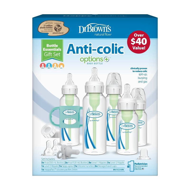 slide 2 of 24, Dr. Brown's Anti-Colic Options+ Baby Bottle Essentials & Sippy Spout Gift Set - 0-6m, 1 ct