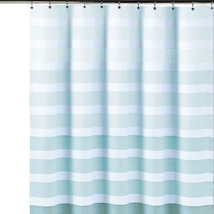 slide 2 of 4, DKNY Highline Stripe Shower Curtain - Sky, 72 in x 84 in