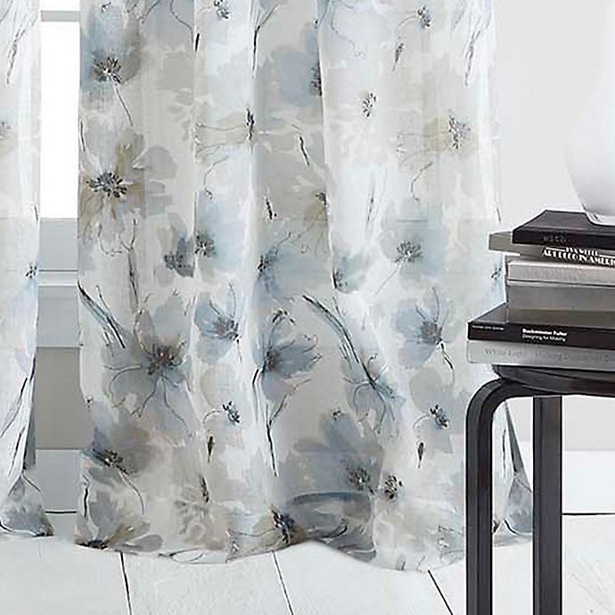 slide 3 of 4, DKNY Modern Bloom Grommet Sheer Window Curtain Panel - Linen, 63 in