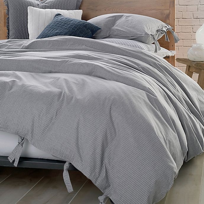 slide 2 of 5, DKNYpure Stripe Full/Queen Duvet Cover - Grey, 1 ct