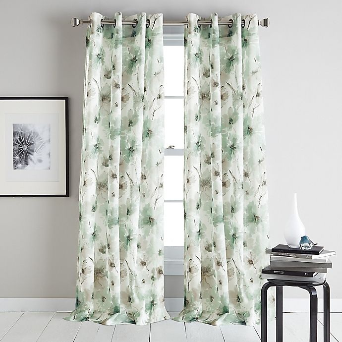 slide 1 of 4, DKNY Modern Bloom Grommet Sheer Window Curtain Panel - Mist, 63 in