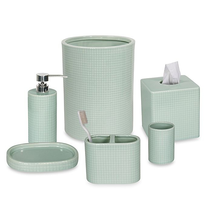 slide 2 of 2, DKNY Fine Grid Wastebasket - Aqua, 1 ct