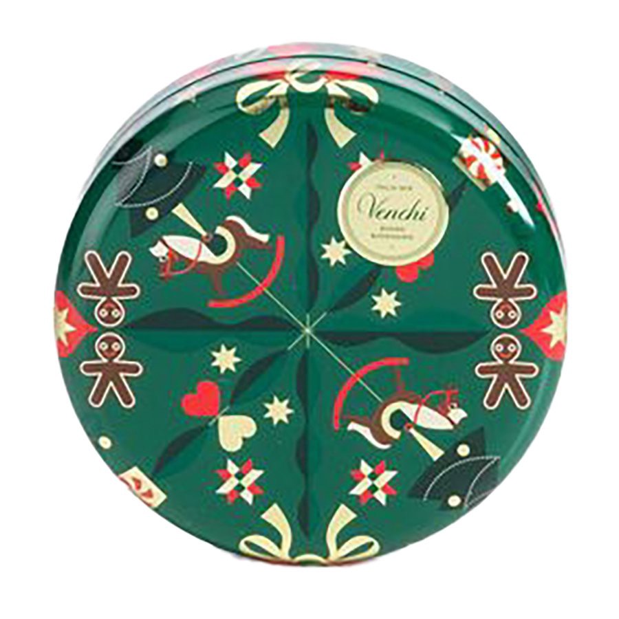 slide 1 of 1, Venchi Round Christmas Metal Tin, 3.03 oz