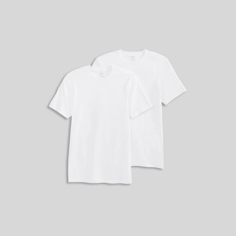 slide 3 of 3, Jockey Generation™ Men's Tall Cotton Crew Neck Undershirt 2pk - White LT: Relaxed Fit, Moisture Wicking, Tagless, 2 ct
