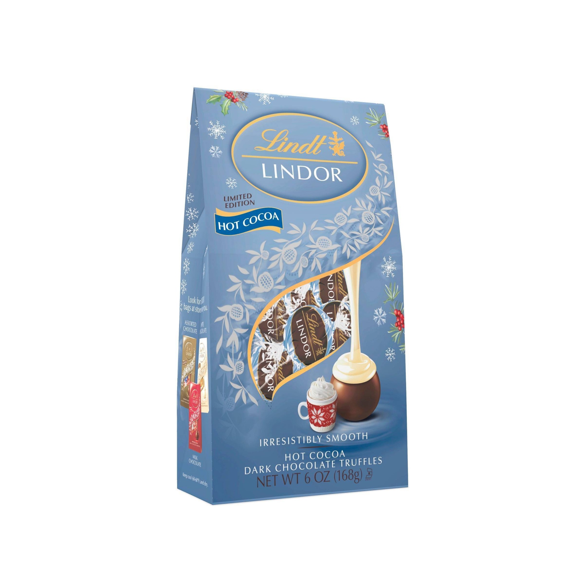 slide 1 of 8, Lindt Lindor Holiday Hot Cocoa Dark Chocolate Truffles, 6 oz