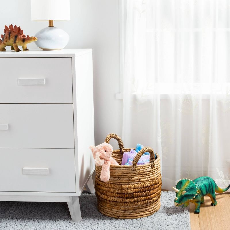 slide 2 of 3, Large Natural Woven Round Basket - Threshold™: Off-White Decorative Blanket Basket, Abaca, Renewable Material, 1 ct