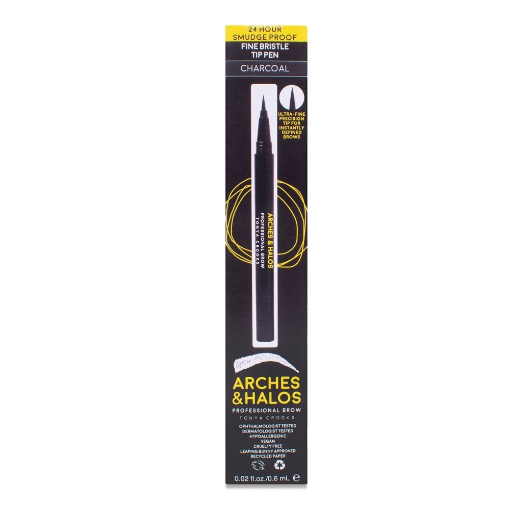 slide 3 of 6, Arches & Halos New Fine Bristle Tip Pen - Charcoal - 0.02 fl oz, 0.02 fl oz