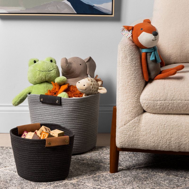 slide 2 of 5, 11" Decorative Coiled Rope Basket Gray Charcoal - Brightroom™: Storage Basket for Gifts, 11 Inch Cube System Compatible, 1 ct