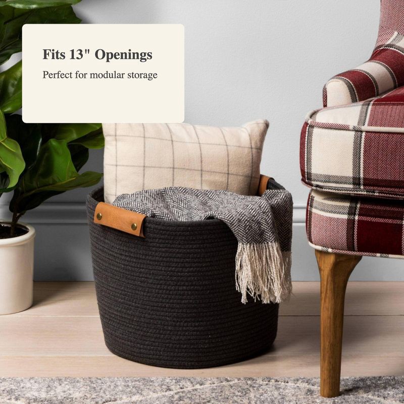 slide 4 of 5, 13" Decorative Coiled Rope Basket Gray Charcoal - Brightroom™: Storage Basket for Gifts, Toy Basket, 13x14x11, 1 ct
