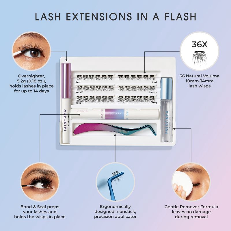 slide 8 of 17, Kiss Nails KISS Products Falscara Lash Extension Kit - Lengthening Wisps - 36ct, 36 ct