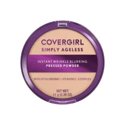 COVERGIRL Simply Ageless Instant Wrinkle Blurring Pressed Powder - 200 Fair Ivory - 0.39oz: Contains Vitamin C & Hyaluronic Acid