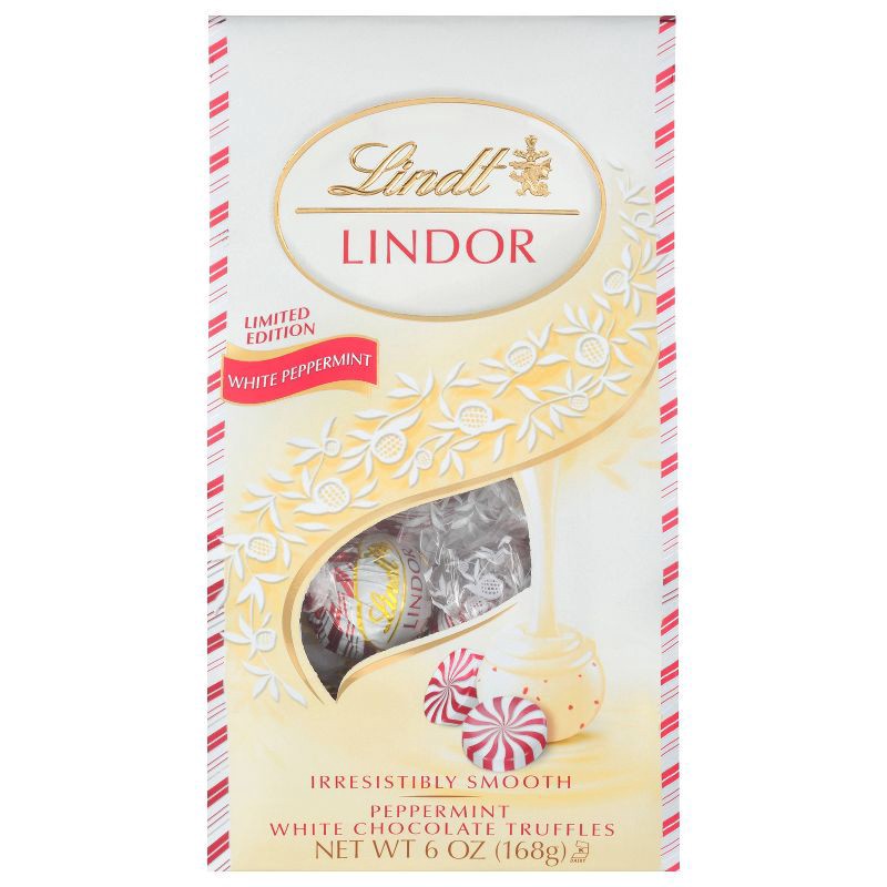 slide 8 of 13, Lindt LINDOR White Chocolate Candy Peppermint Truffles – 6oz, 6 oz